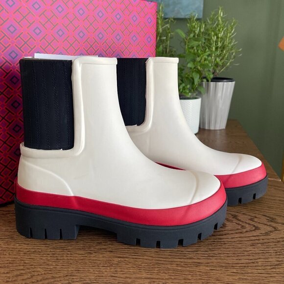 Tory Burch Shoes - NWT！NEW! Tory Burch Women Hurricane Boots - Ivory**ONLY US 7** Waterproof Rain